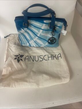 Anuschka Blue Tie-Dye Satchel with Charm